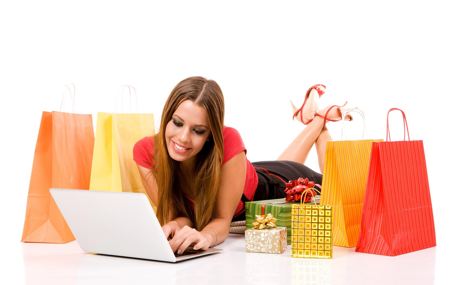 woman shopping over internet