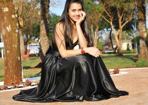 a beautiful woman in a black dress